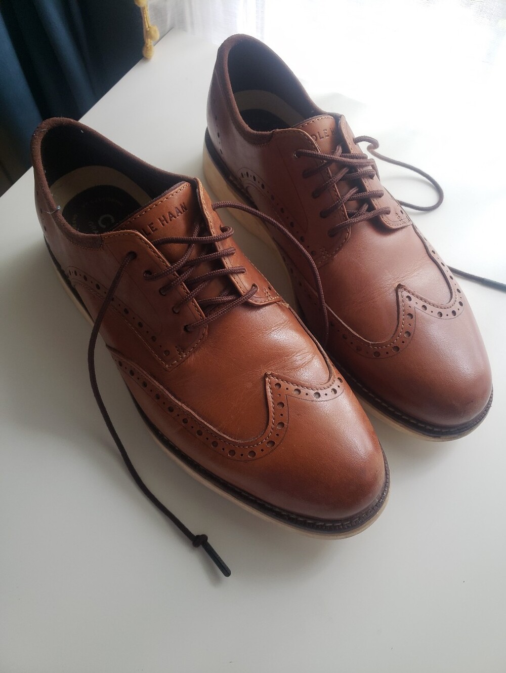Cole Haan Men’s Grand Shadowlite Brown Leather Wingtip Oxford Shoes